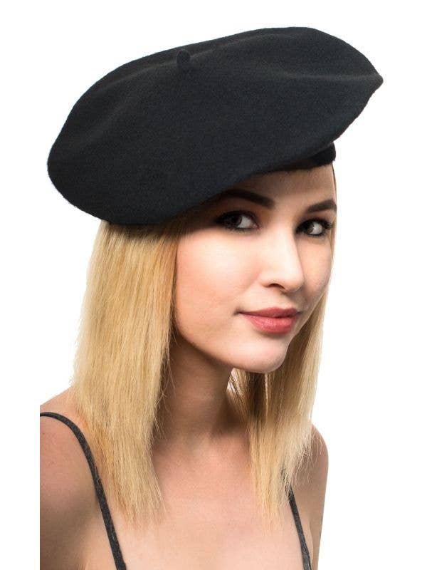 Black French Beret Costume Hat Main Image