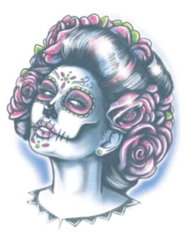 Senora Women's Day Of The Dead Temporary Fake Costume Tattoo Main Image
