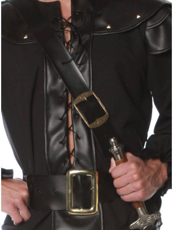 Adult's Black Faux Leather Swords Belt Costume Accessory Main Image