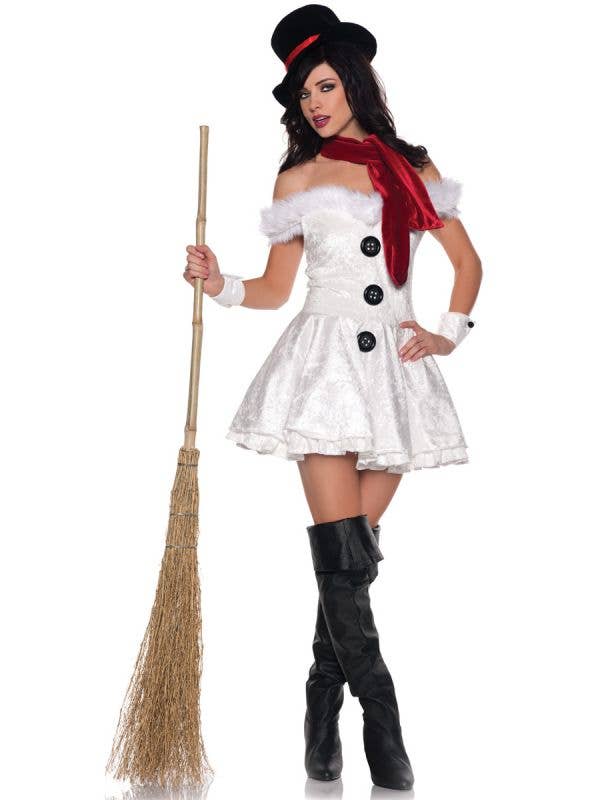 Women's Snowman Christmas Dress Sexy Costume - Image One