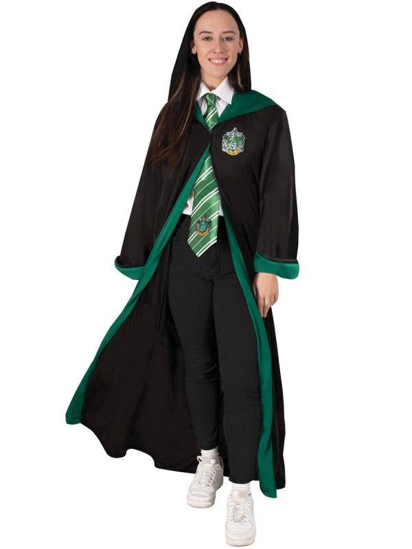 Image of Deluxe Slytherin Women's Costume Robe with Hood