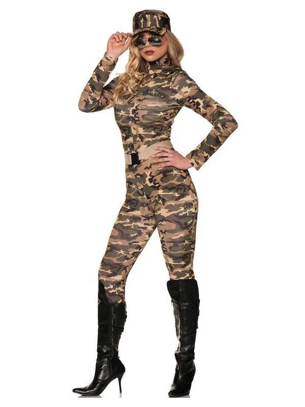Image of Camouflage Womens Sexy Army Jumpsuit Costume