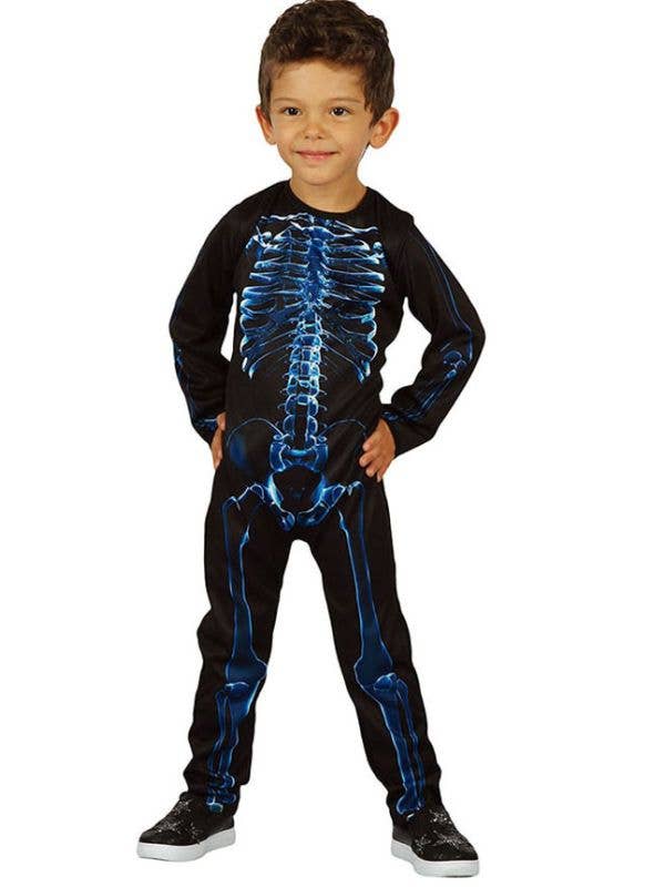 Image of Neon Blue X-Ray Skeleton Toddler Boys Halloween Costume
