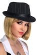 Womens Black and White Stripe Wool Look 1920s Gangster Trilby Hat - Main Image