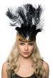 Tall Black Feather and Gold Showgirl Headband Second Image
