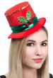 Red Velvet, Holly and Bells Mini Top Hat on Headband