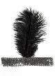 Silver and Black Feather 20s Flapper Costume Headband - View 2