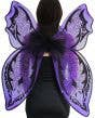 Giant Purple and Black Glitter Halloween Fairy Costume Wings Close Image