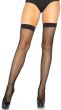 Women's Sexy Black Small Fishnet Thigh Highs with Plain Tops Front Image