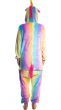 Girl's Rainbow Striped Plush Fluffy Unicorn Onesie Jumpsuit Costume Back Image