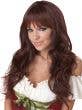 Chocolate Brown Women's Long Wavy Costume Wig with Fringe Main Image