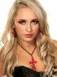 Women's Red Gothic Cross and Earrings Halloween Costume Jewellery Set  Main Image