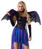 Draped Blue and Purple Hi-Lo Winged Mistress Women's Halloween Costume with Large Wings - Alternative Image
