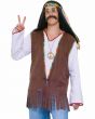Fringed Brown Faux Suede Men's 60's Hippie Costume Vest - Alternative View