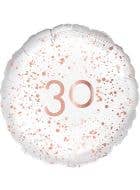 Image of 30th Birthday Rose Gold and White 45cm Party Balloon