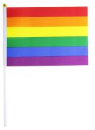 30 x 45cm Rainbow Striped Flag attached to Pole