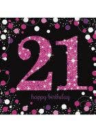 Image of 21st Birthday Pink and Black 16 Pack Lunch Napkins