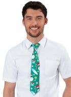 Image of Australian Christmas Print Green Costume Tie