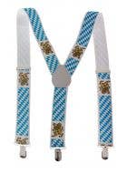Bavarian Blue and White Oktoberfest Costume Accessory Suspenders Main Image
