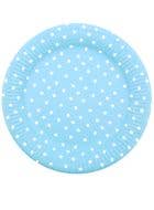 Image of Blue and White Polka Dot 12 Pack 18cm Paper Plates