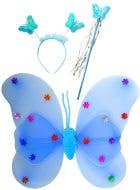 Image of Pretty Blue Girls Butterfly Fairy Wings Accessory Kit