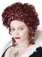 Curly Auburn Queen Elizabeth I Updo Costume Wig for Women - Main Image