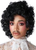 Short Curly Black 1980's Pop Star Prince Costume Wig for Adults - Main Image