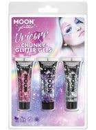 Image of Moon Glitter Unicorn 3 Pack Chunky Glitter Gels