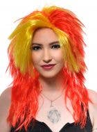 Womens Yellow and Red Cyndi Lauper Costume Wig