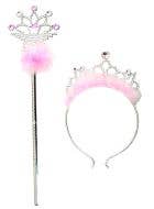 Image of Fluffy Pink Princess Tiara and Wand Accessory Set