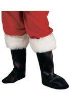 Black Vinyl Santa Claus Costume Boot Covers with Faux White Fur Trim