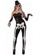 Women's Black and White Skeleton Print Costume Leggings Main Image