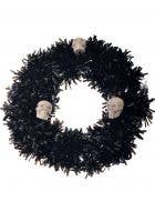 Black Tinsel Halloween Wreath with Skulls