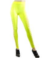 Image of Shredded 80s Neon Yellow Footless Women's Costume Leggings