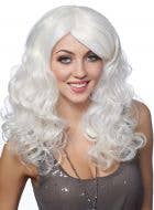 Women's platinum white long curly costume wig main image