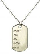 Silver Army Dog Tags Military Uniform Costume Accessory - Main Image