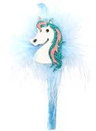 Image of Fluffy Blue Glitter Unicorn Girl's Costume Headband - Main Image