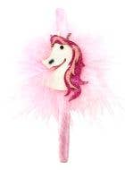 Image of Fluffy Pink Glitter Unicorn Girl's Costume Headband - Main Image