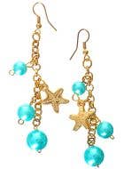 Image of Under the Sea Gold and Teal Mermaid Costume Earrings - Main Image