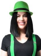 Image of Funky Green Fedora Costume Hat with Black Band