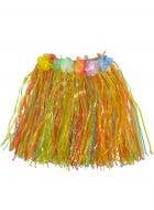 Rainbow Coloured Short Hawaiian Luau Grass Skirt