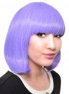 Short Purple Heat Resistant Bob Women's Costume Wig with Fringe - Front View