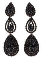 Image of Elegant Black Rhinestone Drop Earrings