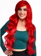 Extra Long Bright Red Curly Women's Costume Wig - Front Image