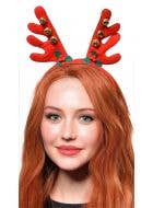 Christmas Reindeer Red Antlers with Bells Headband Accessory Main Image
