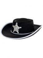 Kids Black Sheriff Cowboy Hat with Badge - Main Image
