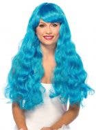 Long Blue Deluxe Women's Curly Costume Wig Main Image