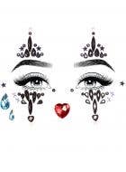 Sparkly Black Harlequin Clown Self Adhesive Face Gems - Product Image
