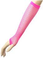 Image of Long Neon Pink 80s Fishnet Costume Gloves