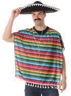 Image of Mexican Adult's Rainbow Striped Costume Poncho